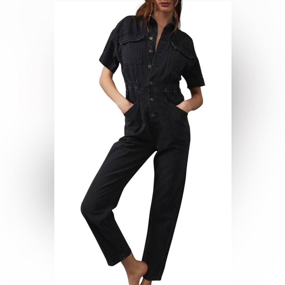 Free People Marci Coveralls/Jumpsuit in Black Denim